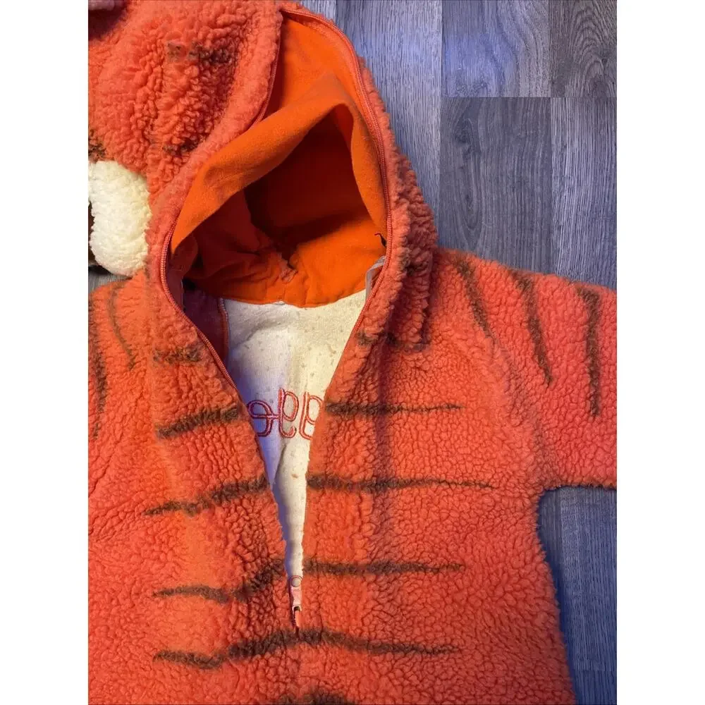 Vintage Disney Store Tigger Costume Baby 2T-4T Plush Sherpa Fleece Jumpsuit 90s